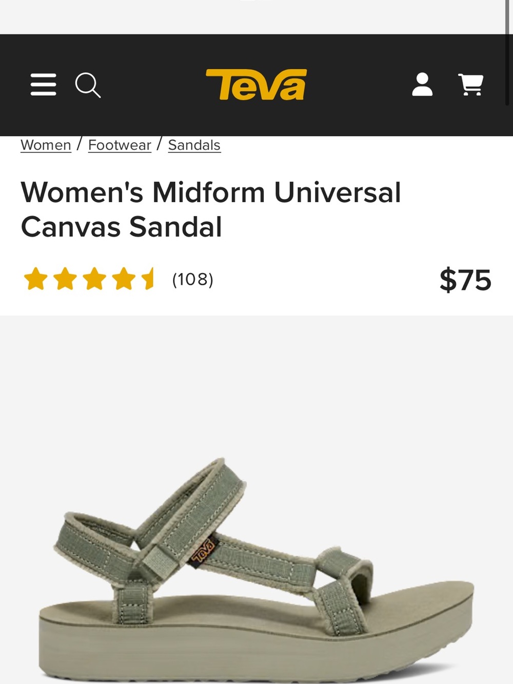 Teva Women's Midform Universal Canvas Sandal — Olive Green